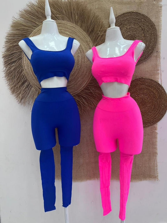 BB.CONJUNTO DEPORTIVO ACANALADO MALLA Y TOP UNIT.