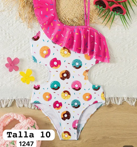 T.TRAJE BAÑO DONITAS 1 PIEZA NIÑA  T.10