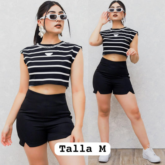 LO. CROPTOP RAYAS C/CADENA T.M/L