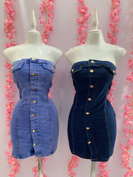BB.VESTIDO MEZCLILLA STRAPLE V T.G