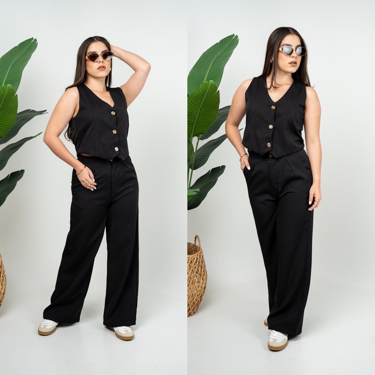 LE.CONJ.CHALECO C/PANTALON ANGEL NEGRO  T.S A XL.