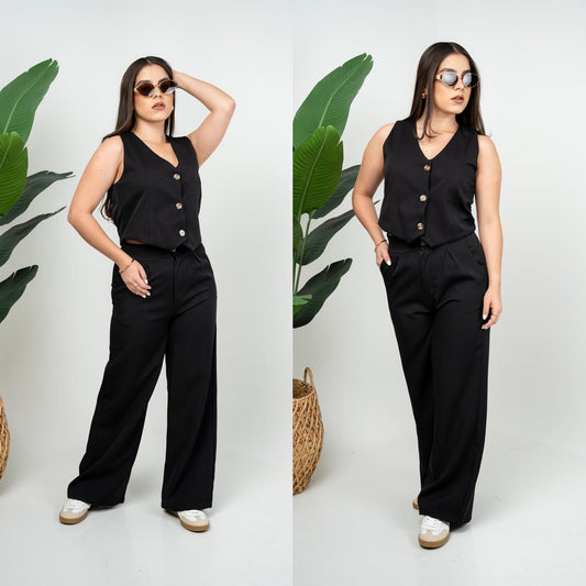 LE.CONJ.CHALECO C/PANTALON ANGEL NEGRO  T.S A XL.