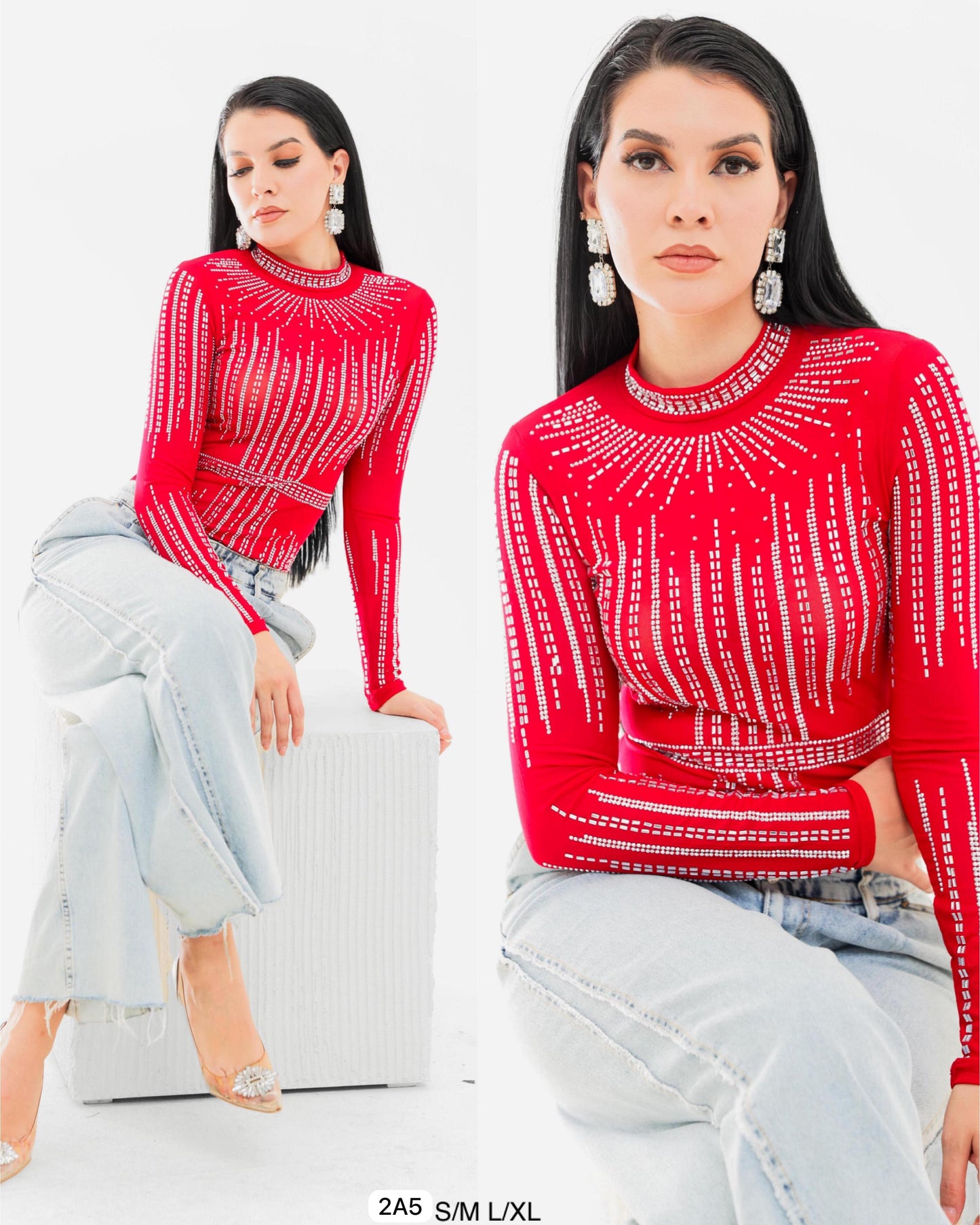 SH.BODY BUSTIER C/BRILLOS T.M ,L NEGRO, ROJO Y BEIGE