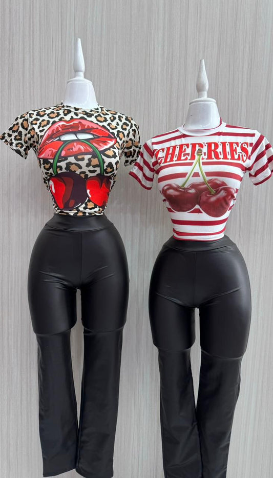 BB.CONJ. PANTALON VINIPIEL TOP CHERRY UNIT