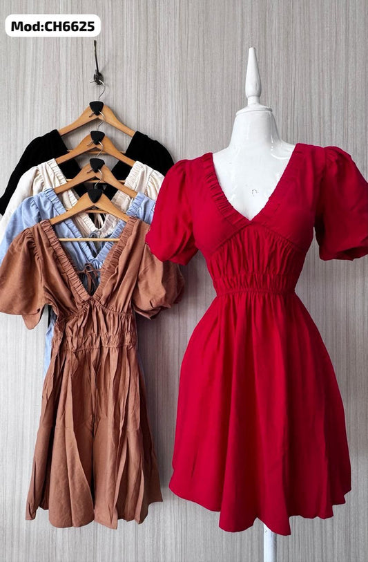 BB.VESTIDO CAMPESINO CORTO IMPORTACION T.S A L