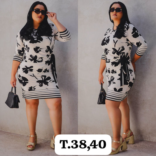 MI.VESTIDO BLANCO FLORES T.38,40