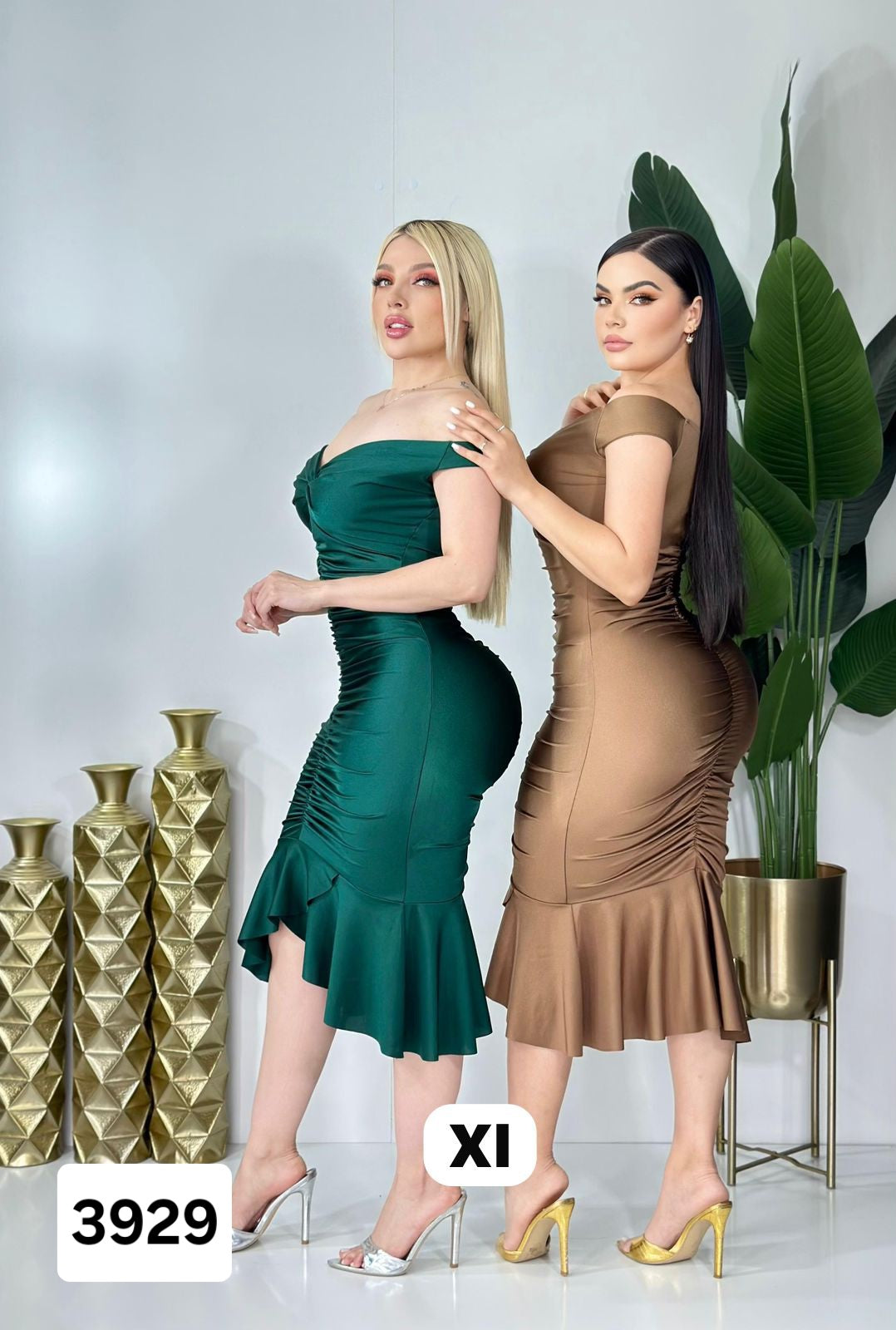 LI.VESTIDO SATIN CORRUDADO PUSH V/C UNITALLA/EXTRA