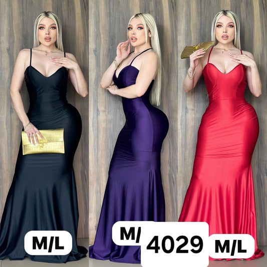 LI.VESTIDO MAXI TIRANTES SATIN T.M/L