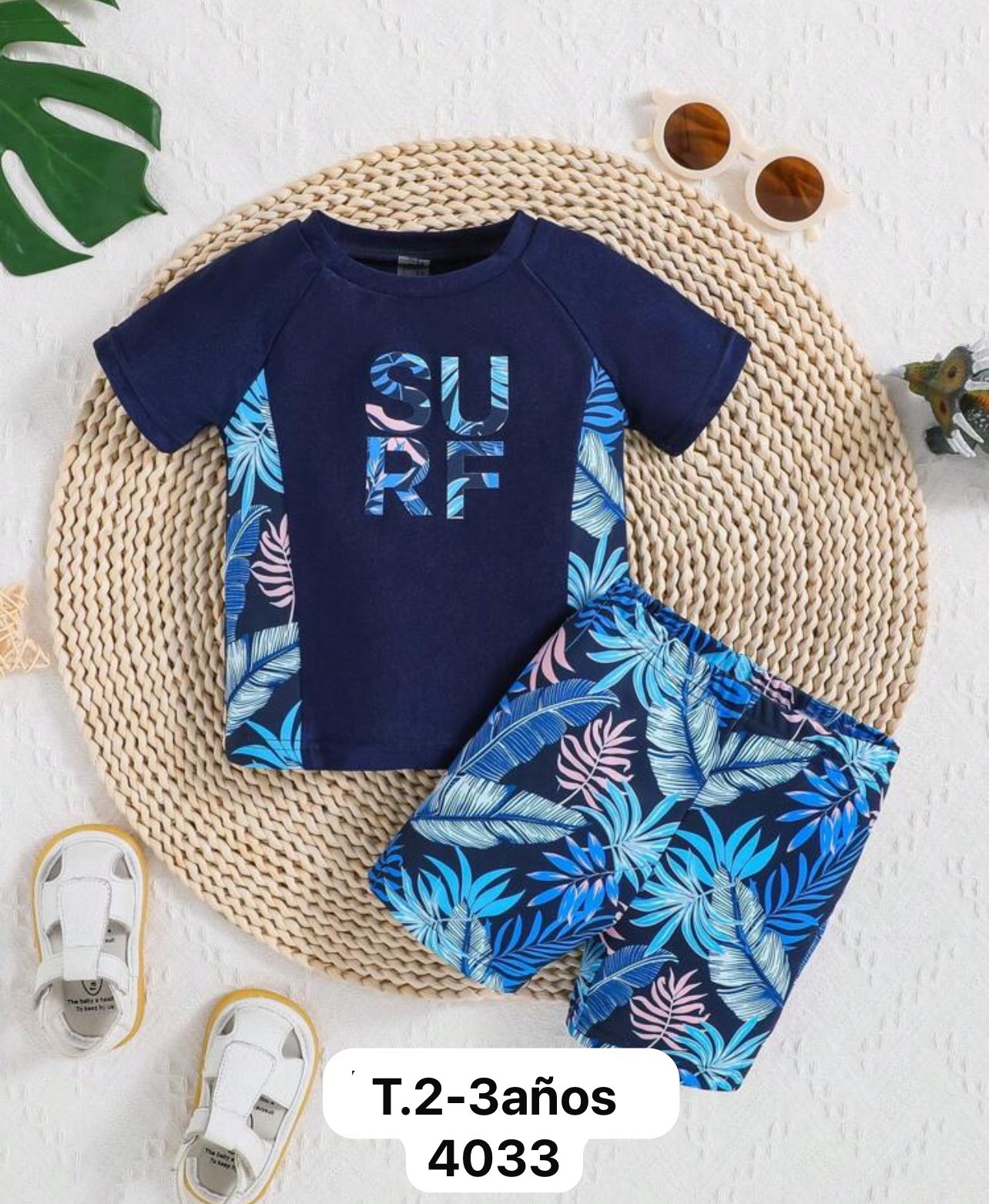 SH.TRAJE DE BAÑO NIÑO 2PZ M/LARGA/CORTA V/M T.2-3