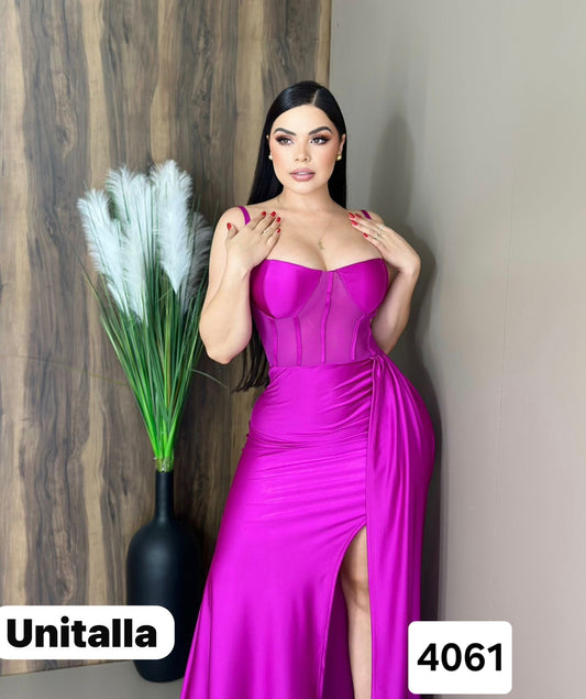 LI.VESTIDO MAXI TELA POWER SATIN MESH UN/EXTRA V/C