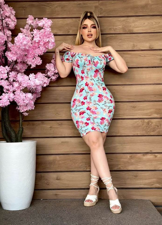 LI.VESTIDO CAMPESINO CORTO HOMBROS SUBLIMADO