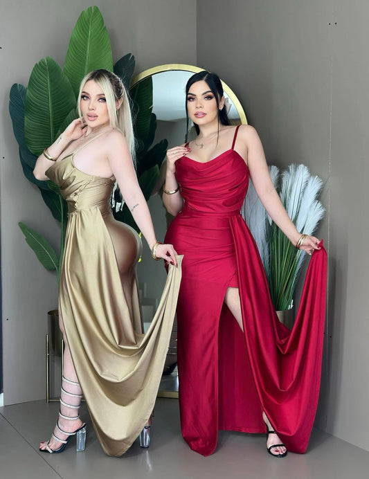 LI.VESTIDO MAXI SATIN OLGADO V/C UNITALLA 002920