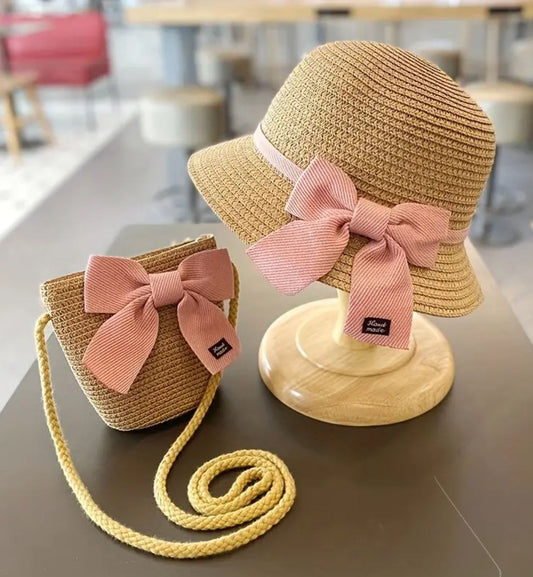 T.SET NIÑA SOMBRERO BOLSA D/PAJA D/ PLAYA