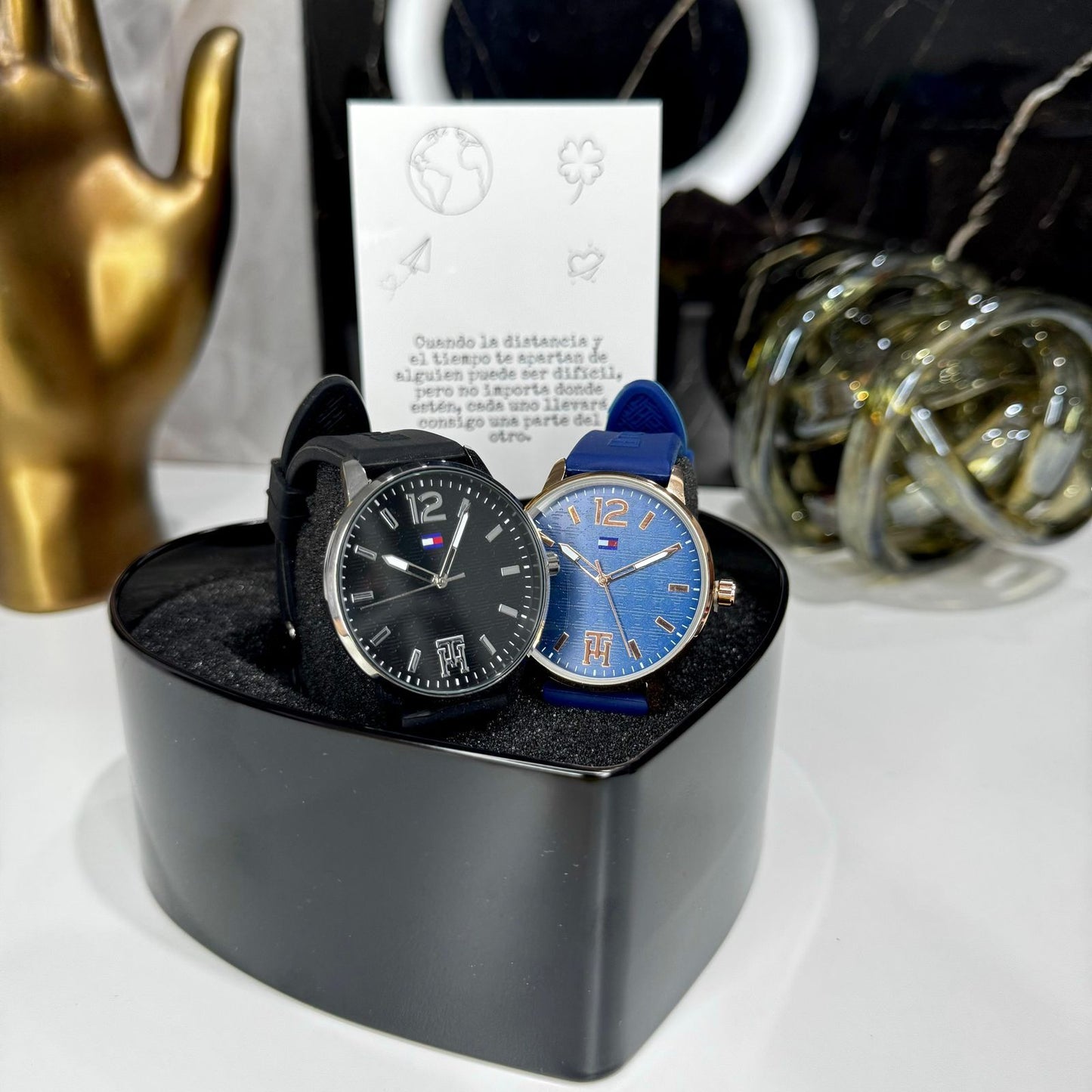 I.DUO RELOJ PAREJA MARCAS C/ESTUCHE DE CORAZON