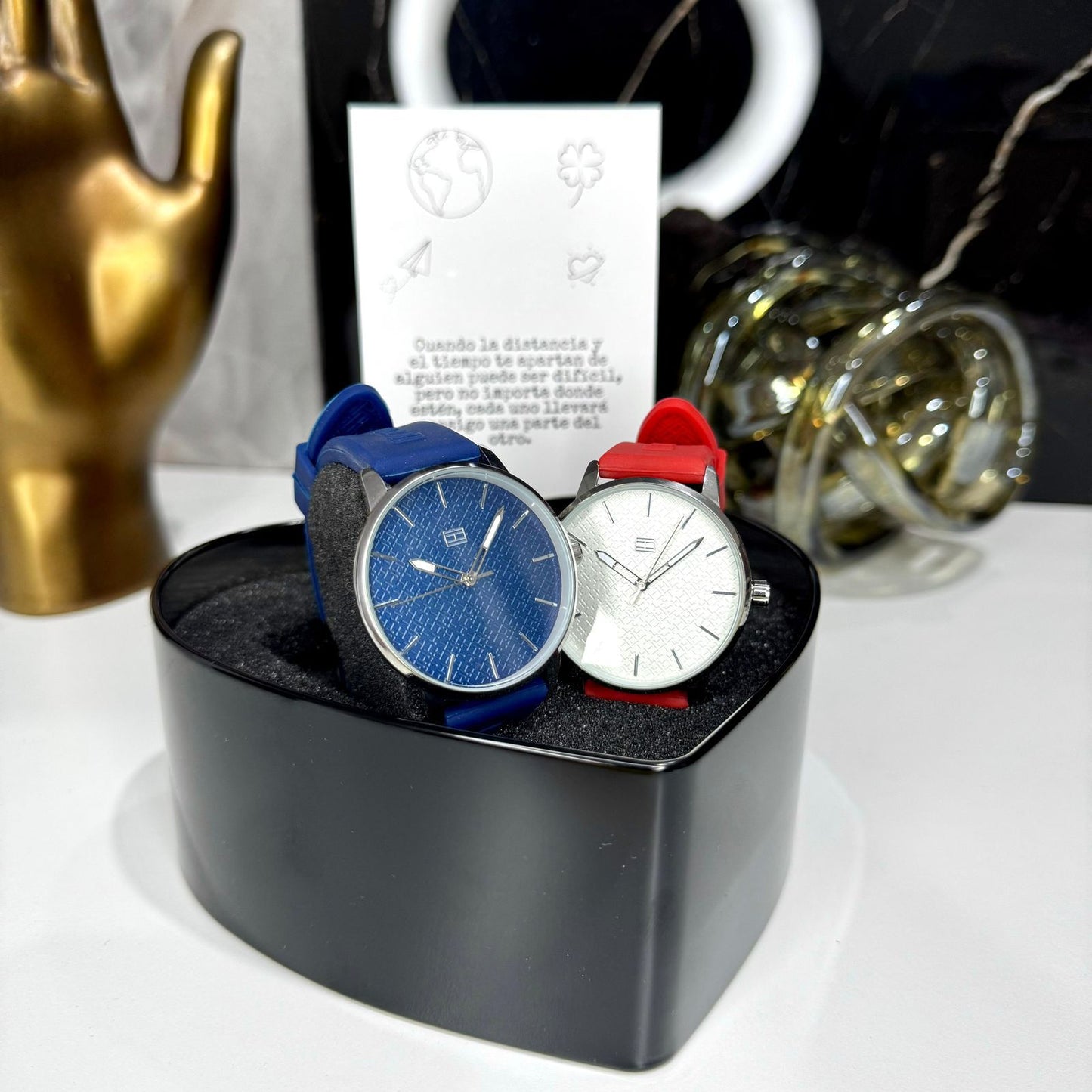 I.DUO RELOJ PAREJA MARCAS C/ESTUCHE DE CORAZON