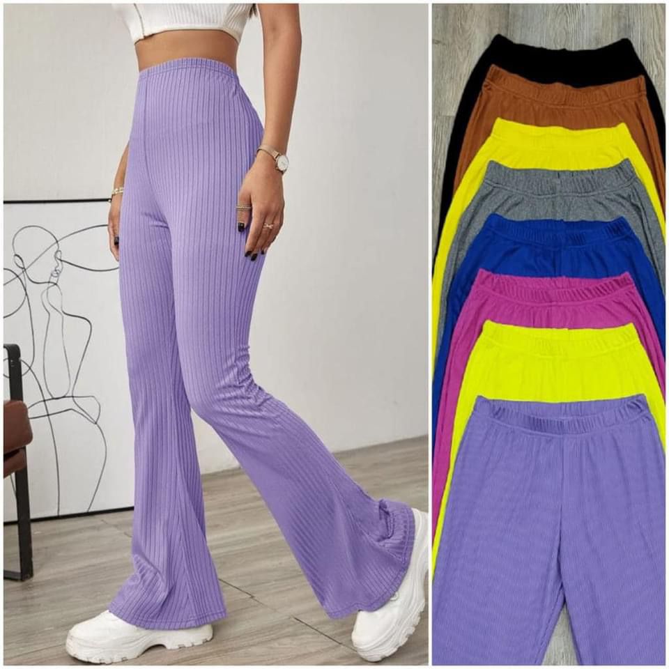 PANTALON ACANALADO CAMPANA VARIOS COLORES UNITALLA
