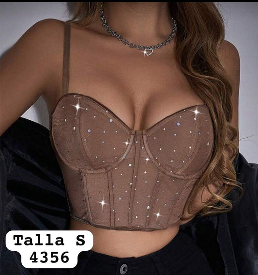 SH.TOP BRALET C/BRILLOS CAMELT.S